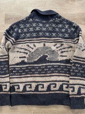 FAHERTY Cowichan Alpaca Blend Jaco Shawl Cardigan Sweater Men XL *DISTRESSED*